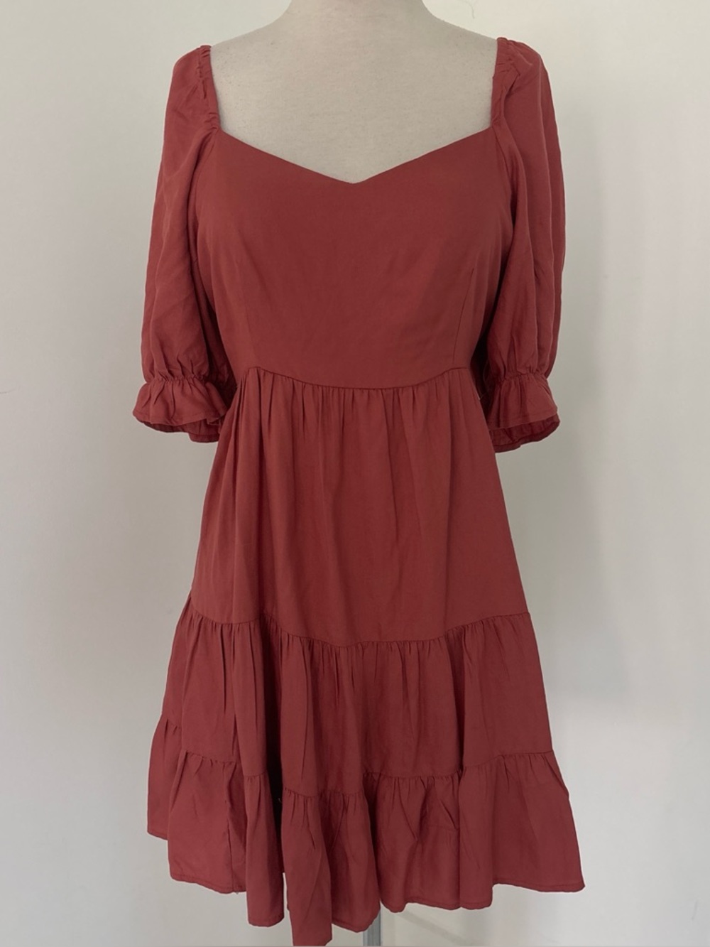 Square-Neck Tiered Midi Dress in blush pink #153